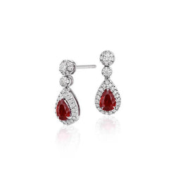 Roter Rubin und Diamant Damen Ohrring Gold 14K 2.58 Ct