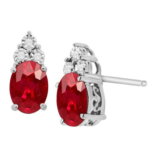 Roter Rubin und Diamant Ohrstecker 5,30 Karren Edelsteinschmuck - harrychadent.de