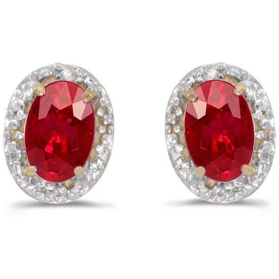 Roter Rubin und Diamant Ohrstecker Halo-Ohrring Goldschmuck 4,40 Karat - harrychadent.de