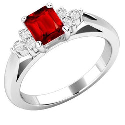 Roter Rubin und Diamanten 3.40 Karat Ring Weißgold 14K
