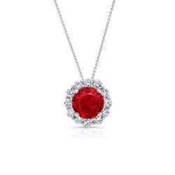 Roter Rubin und Aus der Erde Abgebauter Natürlicher Diamanten 4,75 Karat Anhänger Halskette Gold Weiß 14K