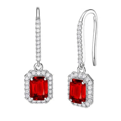 Roter Rubin & weiße Diamanten 9.60 Karat Ohrhänger Weißgold 14K