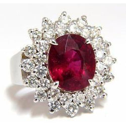 Roter Turmalin und Aus der Erde Abgebauter Natürlicher Diamanten 6,5 Kt. Verlobungsring 14K Gold