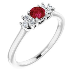 Roter runder Rubin- und Aus der Erde Abgebauter Natürlicher Diamantring 1,50 Karat