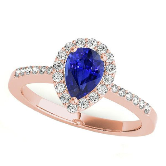 Rotgold Halo Ehering Ceylon Saphir & Diamanten 4 Karat - harrychadent.de