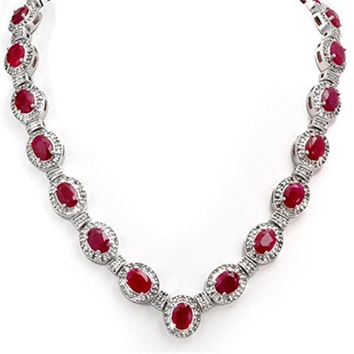 Rubin und Diamanten im Ovalschliff 35.50 Karat Damen-Halskette Gold 14K - harrychadent.de