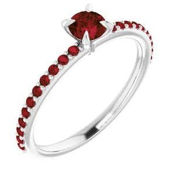 Rubinring 2 Karat Weißgold 14K Krappenstil