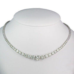 Runde Brillantschliff 32 Kt Diamanten Damen Halskette Weißgold 14K