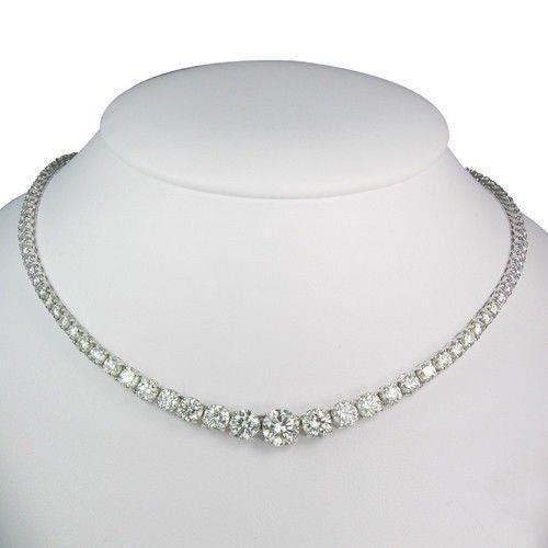 Runde Brillantschliff 32 Kt Diamanten Damen Halskette Weißgold 14K - harrychadent.de