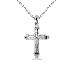 Runde Brillantschliff Aus der Erde Abgebauter Natürlicher Diamant Anhänger Kreuz Halskette 1.0 Karat WG 14K