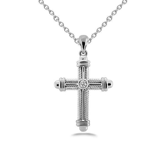 Runde Brillantschliff Diamant Anhänger Kreuz Halskette 1.0 Karat WG 14K