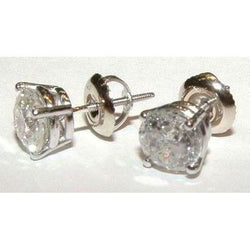 Runde Aus der Erde Abgebauter Natürlicher Diamant-Ohrstecker 2,20 ct. Massives 14K Weißgold