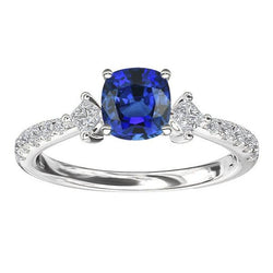 Runden & Princess Aus der Erde Abgebauter Natürlicher Diamant Kissen Saphir Ring 3 Karat 3 Steine Stil