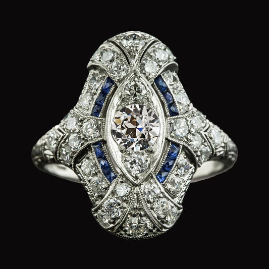 Runder Altschliff Diamant Baguette Saphir Ring Milgrain 4 Karat - harrychadent.de