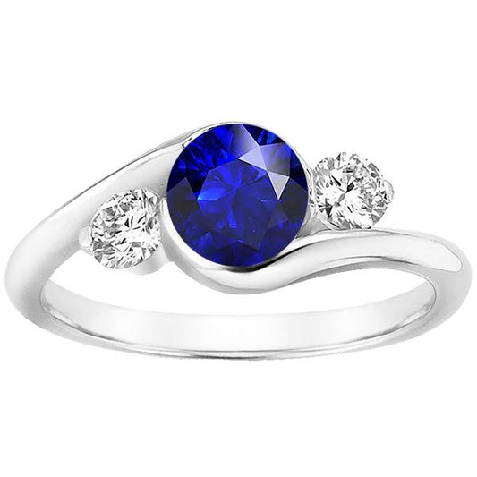 Runder Diamant 3 Steine Saphir Ring 2,50 Karat Bypass Style Gold 14K - harrychadent.de