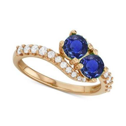 Runder Diamant & Blauer Saphir Ring Twisted Shank Roségold 2,50 Karat - harrychadent.de