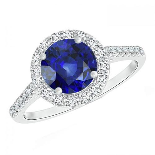 Runder Diamant Damen-Verlobungsring Halo Ceylon Saphir 2,50 Karat - harrychadent.de