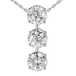 Runder Aus der Erde Abgebauter Natürlicher Diamant-Drei-Stein-Journey-Anhänger mit Kette 6 Karat