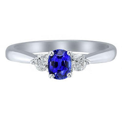 Runder Aus der Erde Abgebauter Natürlicher Diamant Drei-Steine-Kissen Sri Lanka Saphir Ring 2 Karat