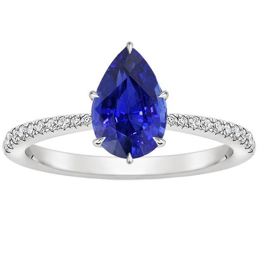 Runder Diamant-Edelstein-Ring Blauer Saphir mit Akzenten Gold 5 Karat - harrychadent.de