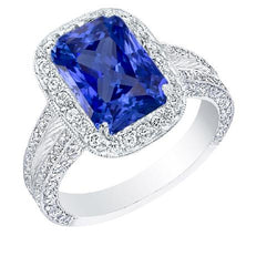 Runder Diamant Halo Radiant Saphir Ring Split Milgrain Schaft 5 Karat