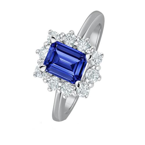 Runder Diamant Halo Ring Flower Style Smaragdblauer Saphir 4,50 Karat - harrychadent.de