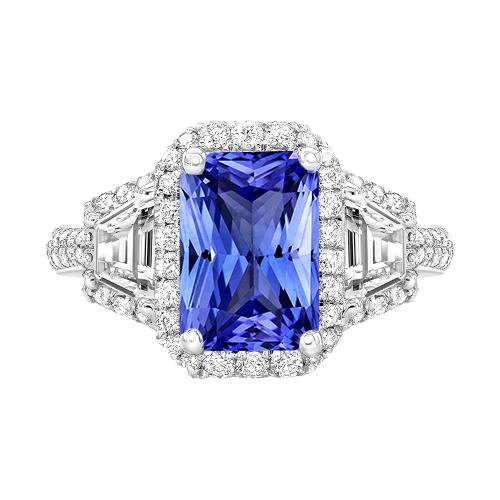 Runder Diamant Halo Saphir Ring 4 Karat Baguette & Smaragd Akzente - harrychadent.de