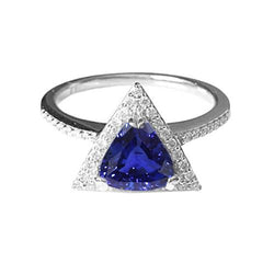 Runder Aus der Erde Abgebauter Natürlicher Diamant Halo Trillion Saphir Ring 1,50 Karat Damenschmuck