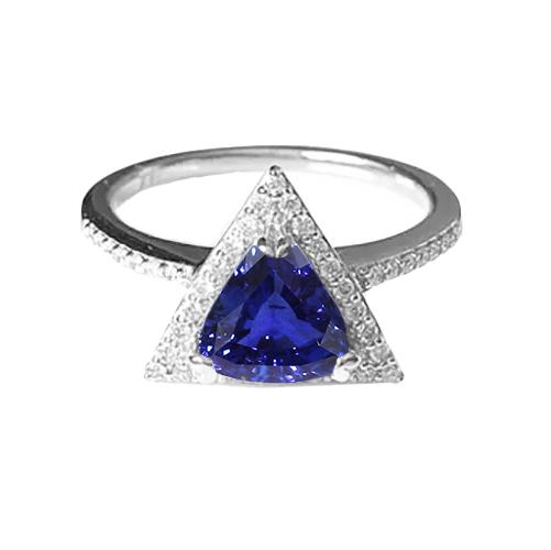 Runder Diamant Halo Trillion Saphir Ring 1,50 Karat Damenschmuck - harrychadent.de