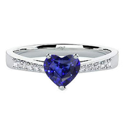 Runder Aus der Erde Abgebauter Natürlicher Diamant-Herz-Edelstein-Ring Natürlicher blauer Saphir 2 Karat