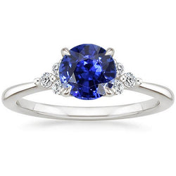 Runder Aus der Erde Abgebauter Natürlicher Diamant Jubiläums-Srilankan Saphir Krappenring 5 Karat