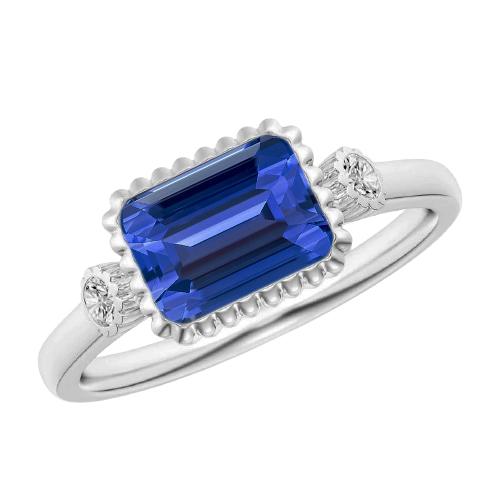 Runder Diamant-Lünette 3-Stein-Jubiläumsring mit blauem Saphir 2,25 Karat - harrychadent.de