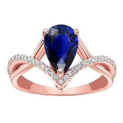 Runder Aus der Erde Abgebauter Natürlicher Diamant & Ovaler blauer Saphir-Verlobungsring 4,50 Karat Gold