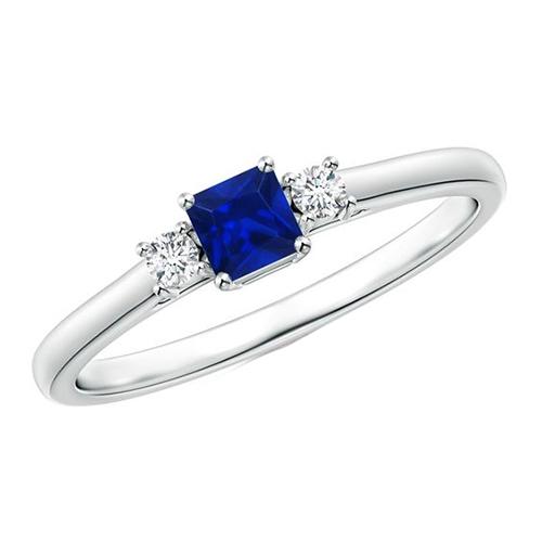 Runder Diamant & Prinzessin Blauer Saphir Jubiläumsring 1,25 Karat - harrychadent.de