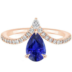 Runder Aus der Erde Abgebauter Natürlicher Diamant Ring Enhancer Birne Srilanka Saphir Schmuck 4,50 Karat