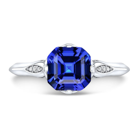 Runder Diamant Saphir Jubiläumsring Asscher Schliff 3 Karat Gold 14K - harrychadent.de