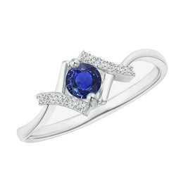 Runder Aus der Erde Abgebauter Natürlicher Diamant-Saphir-Ring 1,50 Karat Twisted X Style Shank Gold 14K