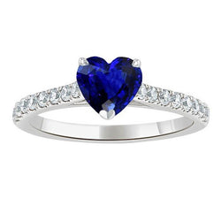 Runder Aus der Erde Abgebauter Natürlicher Diamant Saphir Ring Herzschliff Kathedrale Fassung 2,50 Karat
