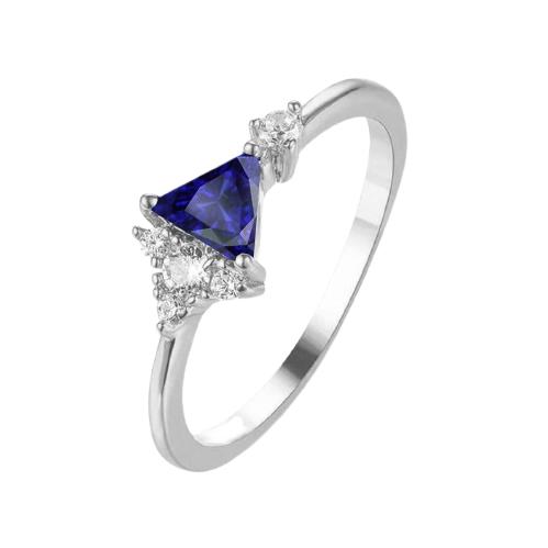 Runder Diamant & Trillion Saphir Ring 0,75 Karat Edelsteinschmuck - harrychadent.de
