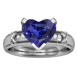 Runder Aus der Erde Abgebauter Natürlicher Diamant-Verlobungsring 3 Karat Ceylon Blue Sapphire X Style