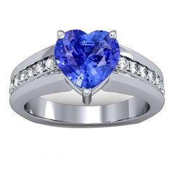 Runder Aus der Erde Abgebauter Natürlicher Diamant-Verlobungsring Herz Naturblauer Saphir 3,50 Karat