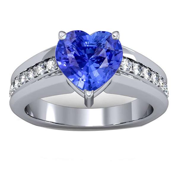 Runder Diamant-Verlobungsring Herz Naturblauer Saphir 3,50 Karat - harrychadent.de