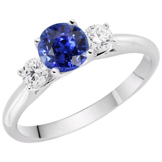 Runder Diamant-Verlobungsring mit drei Steinen Srilanka Saphir 3 Karat - harrychadent.de
