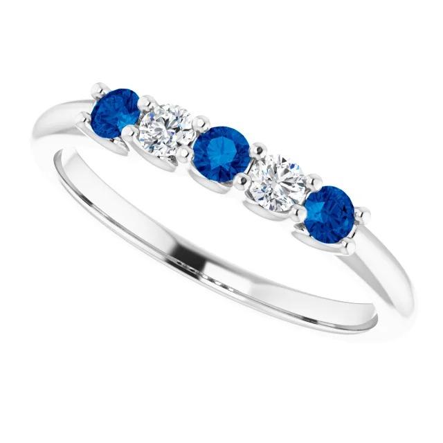 Runder Diamant-blauer Saphir-Stein-Ring 2 Karat Weißgold 14K - harrychadent.de