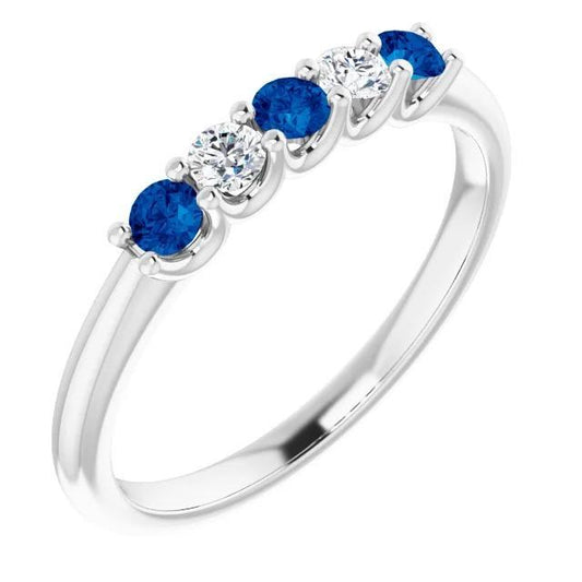 Runder Diamant-blauer Saphir-Stein-Ring 2 Karat Weißgold 14K - harrychadent.de