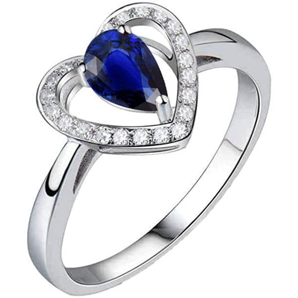 Runder Diamantring Birnenschliff Blauer Saphir Herzstil 3 Karat - harrychadent.de