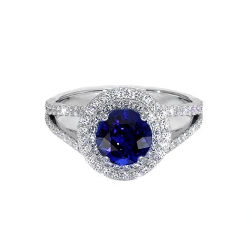 Runder Diamantring Halo Blauer Saphir 3,50 Karat Neu Edelstein Gold - harrychadent.de