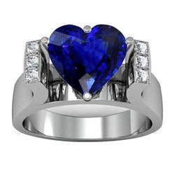 Runder Aus der Erde Abgebauter Natürlicher Diamantschmuck Natursaphir Ring Bar Set Stil 3,50 Karat