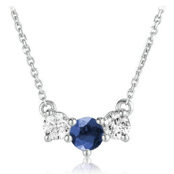Runder Saphir-Anhänger mit Aus der Erde Abgebauter Natürlicher Diamant-Weißgold-Schmuck 1.50 Karat