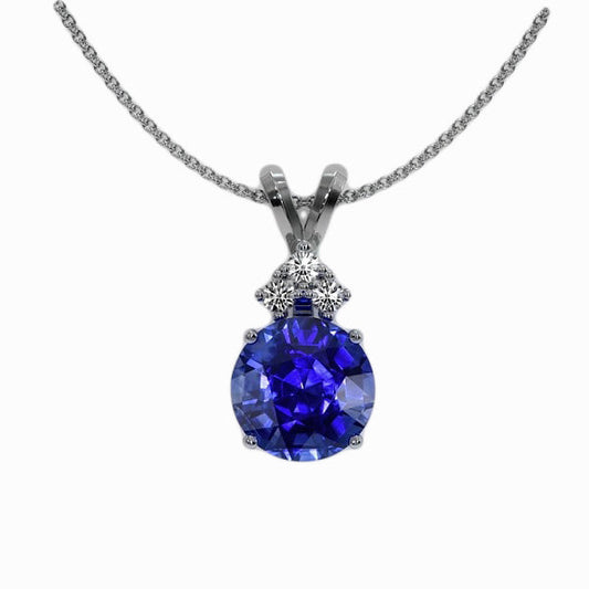 Runder Saphir-Damen-Aus der Erde Abgebauter Natürlicher Diamant-Dia-Anhänger Weißgold 2,50 Karat